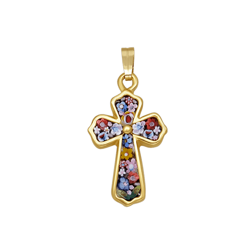 CROSS PENDANT - MICROMOSAIC JEWELRY - GOLD METAL