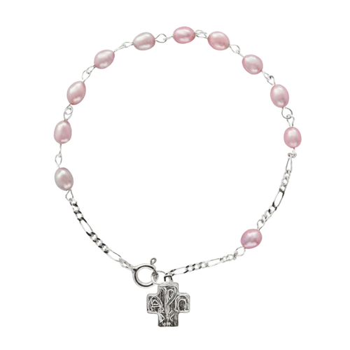 PEARL ROSARY BRACELET - SILVER