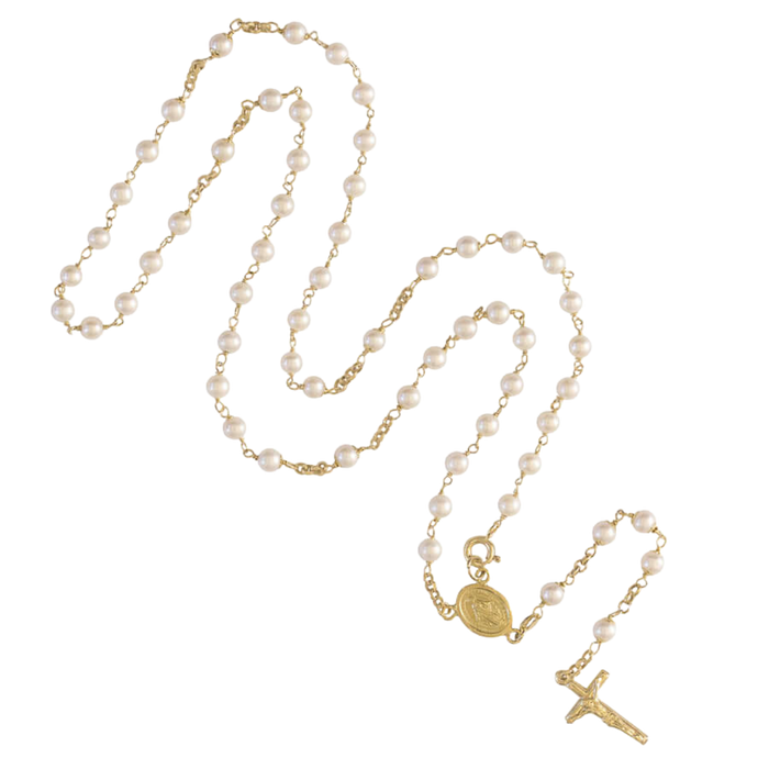PEARL ROSARY NECKLACE - GOLD