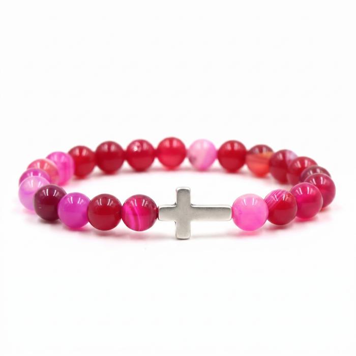 Free Today : Pink Heart Cross Bracelet