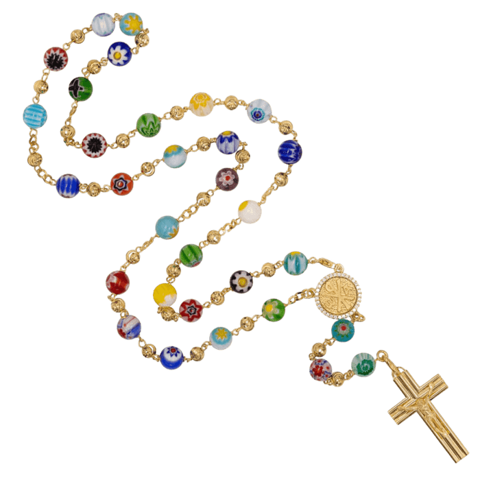MURRINA GLASS - ROSARY - VERMEIL SILVER