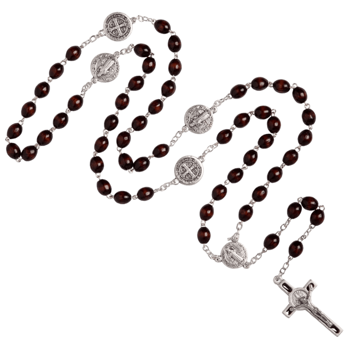 SAINT BENEDICT - WOODEN ROSARY - METAL
