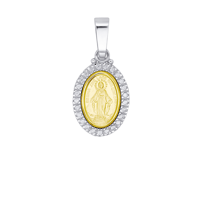 MIRACULOUS MEDAL - ZIRCONIA MEDAL - BICOLOR GOLD