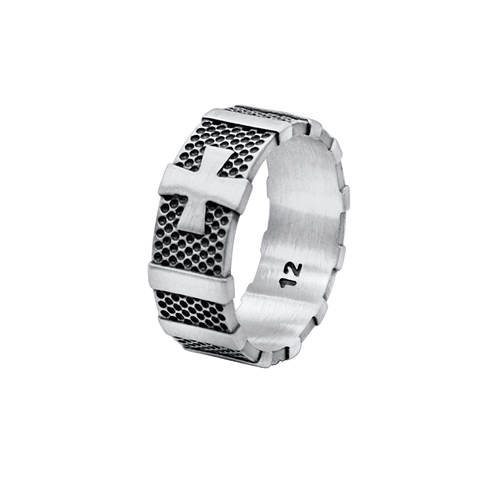 CRUCIFIX - ROSARY RING - SILVER