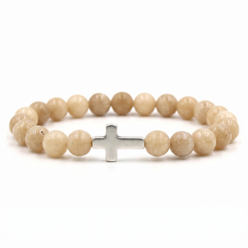Free Today : Bone Beige Cross Bracelet