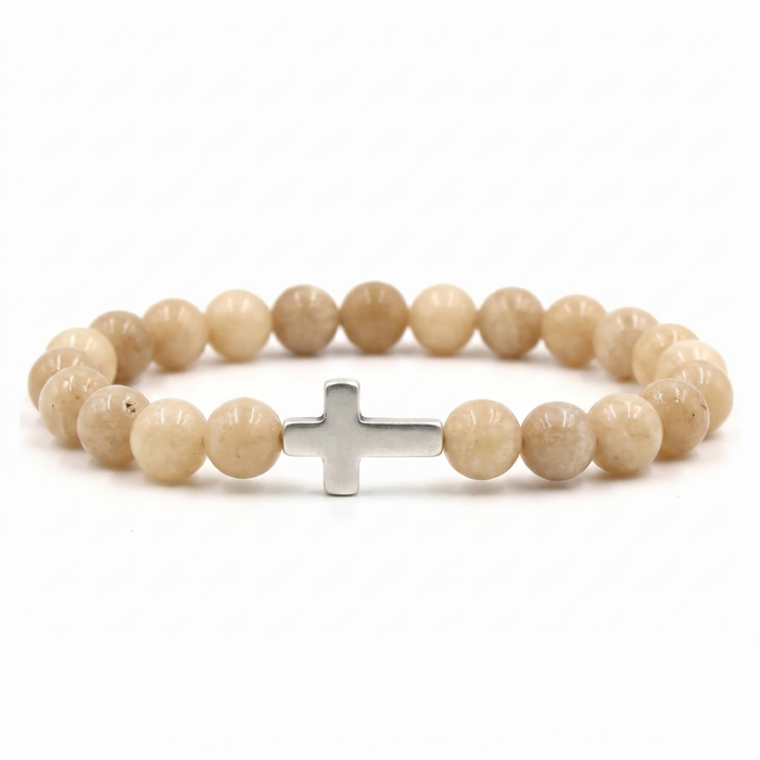 Free Today : Bone Beige Cross Bracelet