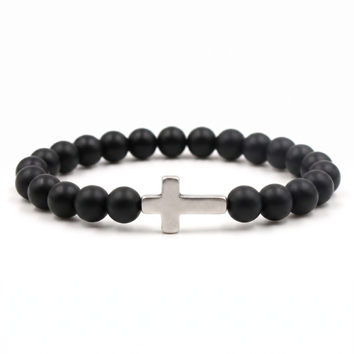 Free Today : Onyx Black Cross Bracelet