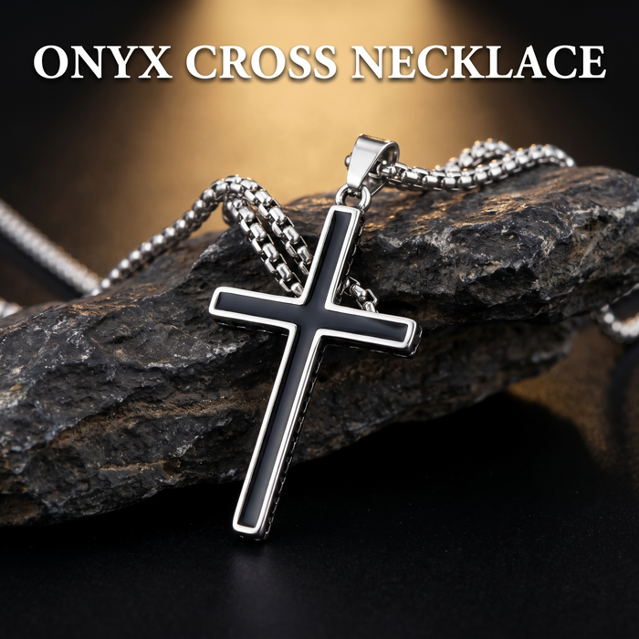 Onyx Cross Necklace