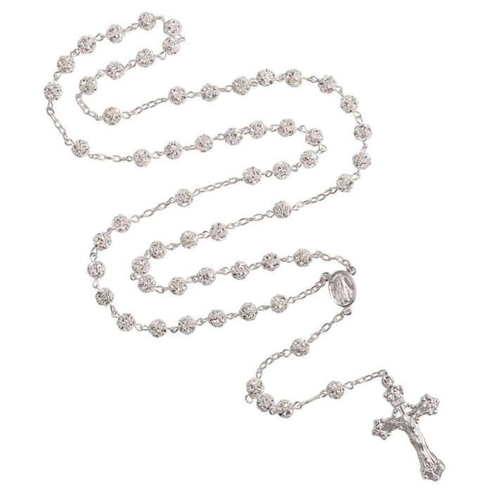 STRASS BALL ROSARY - SILVER